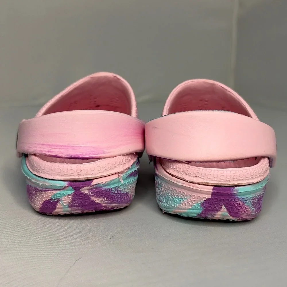 Capelli New York Girls Pink Purple Teal Marbled Slip On Clog Shoes Size 6